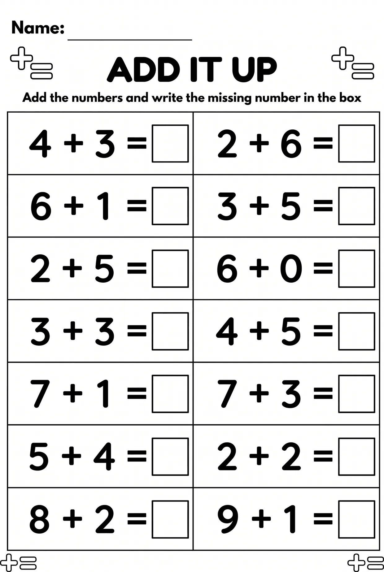 Add It Up worksheet preview