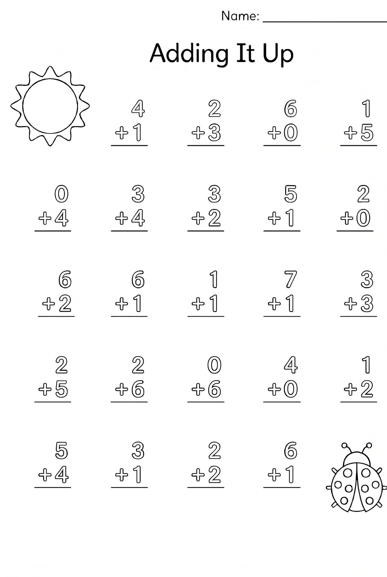Adding It Up: Sums to 9 worksheet preview