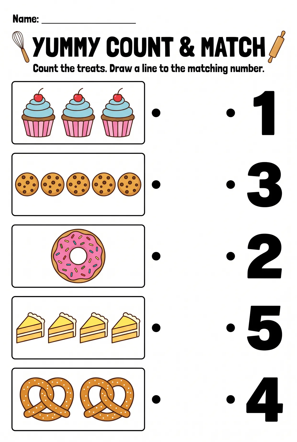 Bakery Treats Counting Worksheet for Preschool, page 1 preview