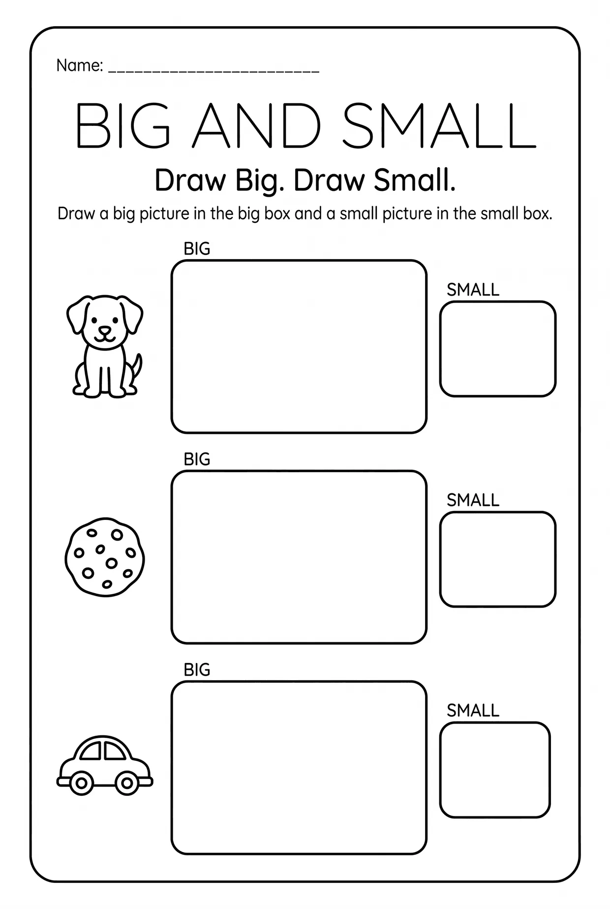 Draw It Big and Small Worksheet for Preschool, page 1 preview