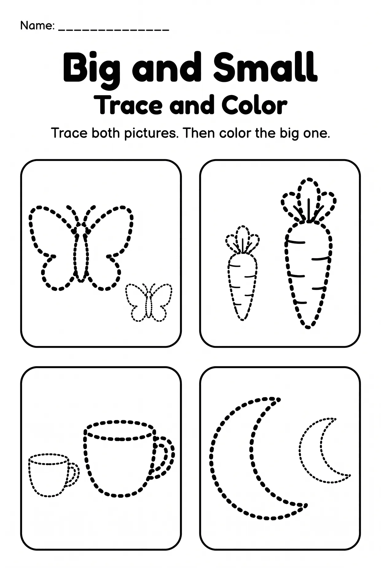 Big and Small Tracing Worksheet for Preschool, page 1 preview