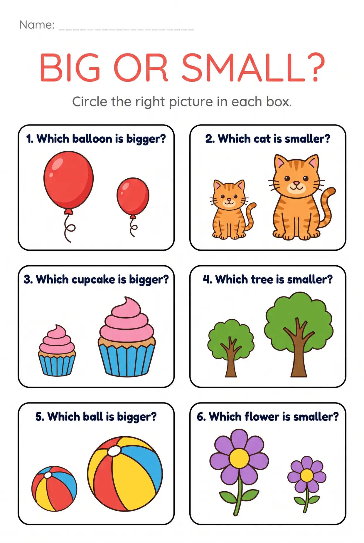 Big or Small? Bigger and Smaller Preschool Worksheet, page 1 preview