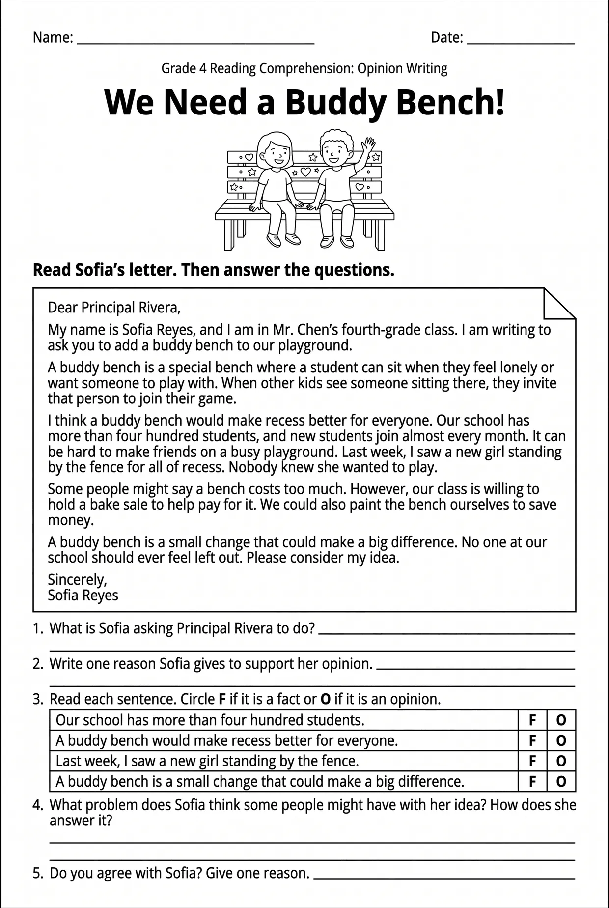 Fact or Opinion Reading Comprehension Worksheet Grade 4, page 1 preview