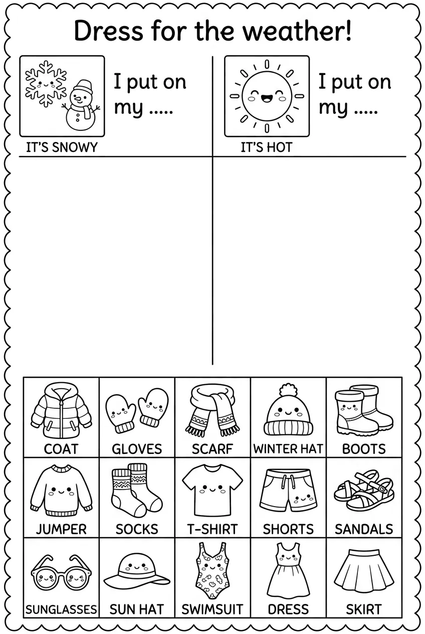 Dress for the Weather worksheet preview