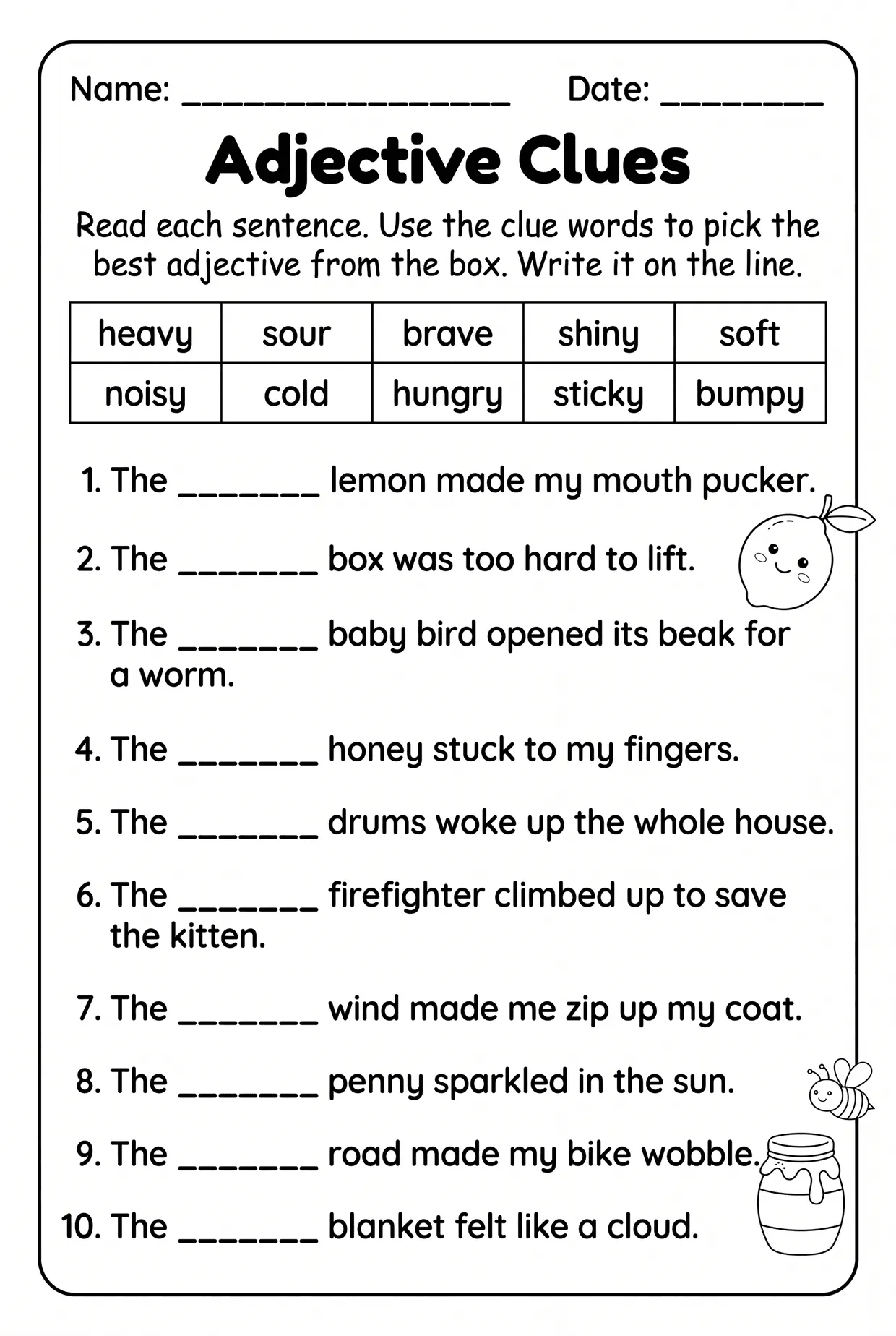 Context Clues Adjectives Worksheet for 2nd Grade, page 1 preview