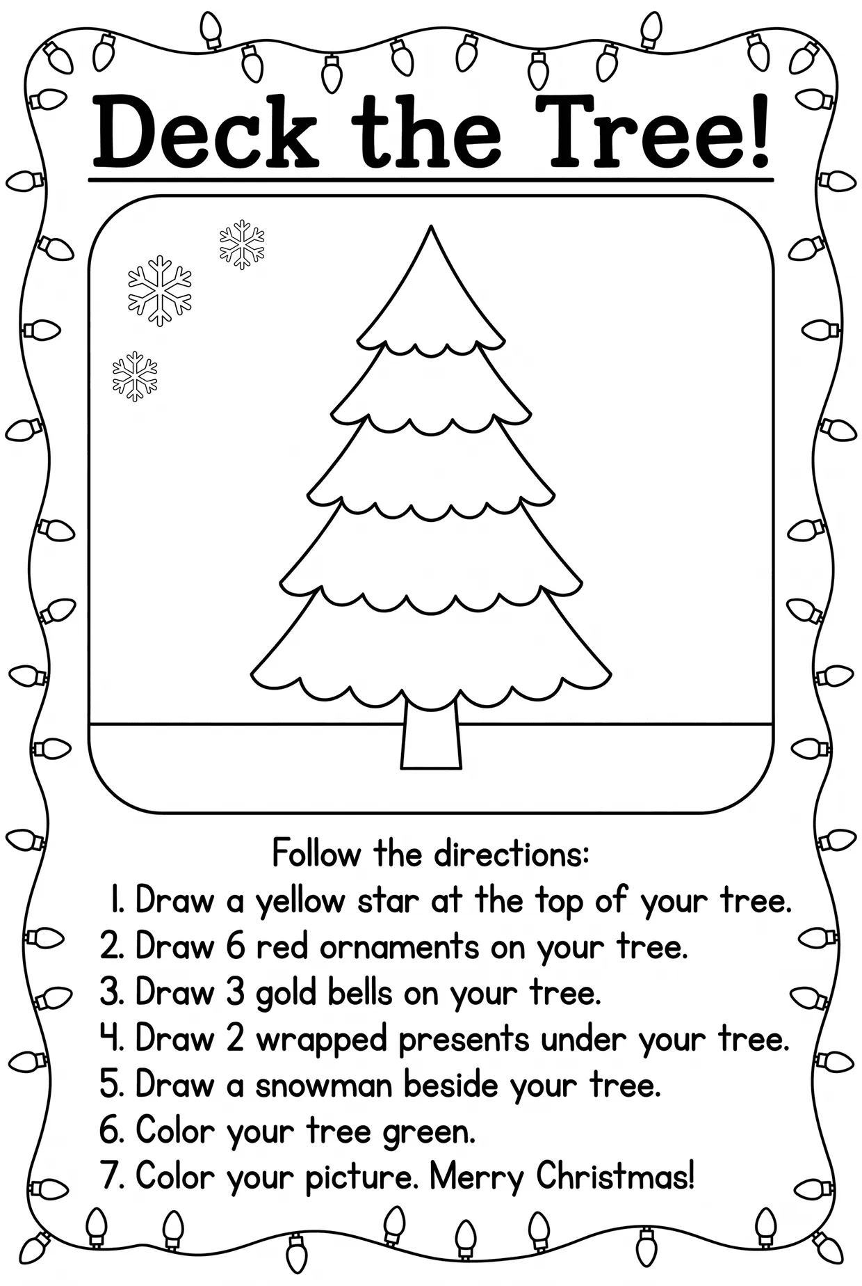 Deck the Tree Christmas Worksheet for Kids, page 1 preview
