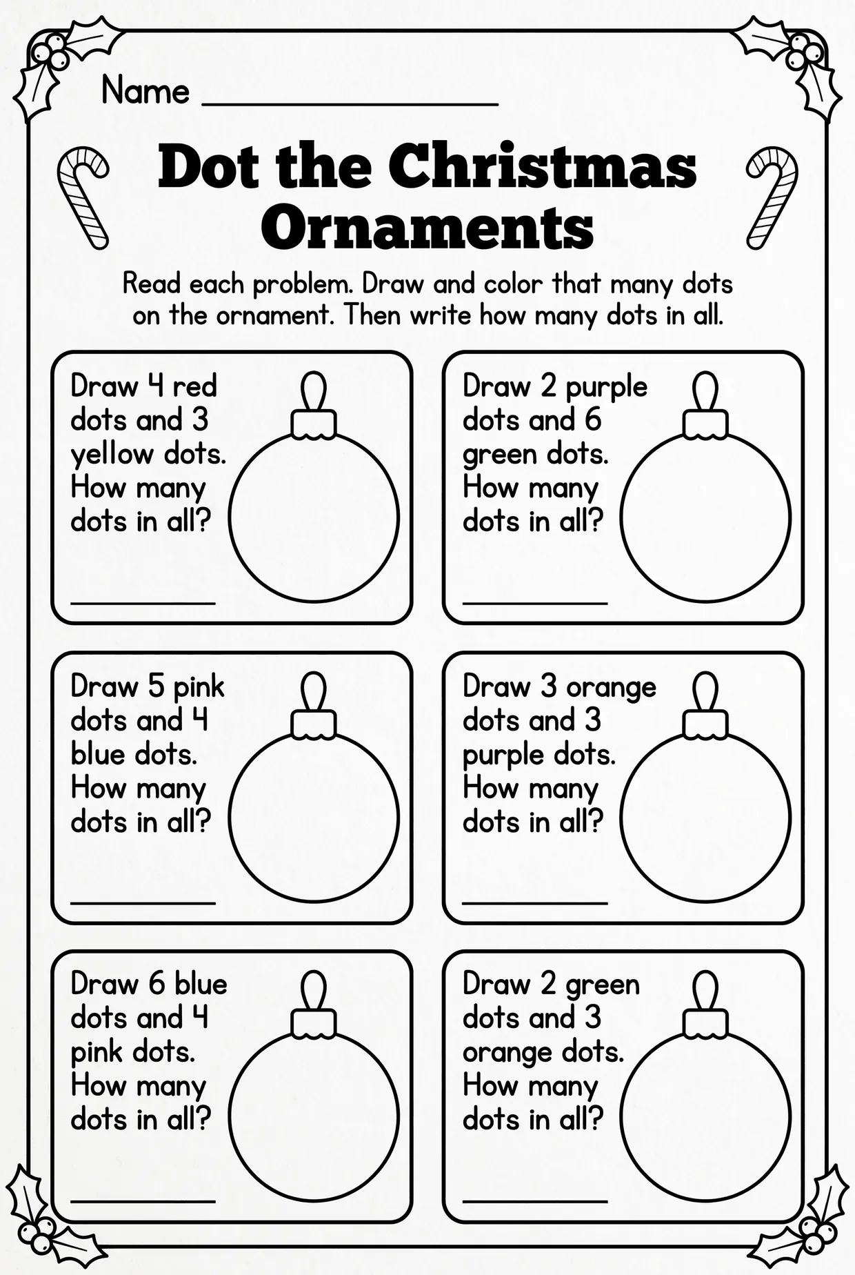 Dot the Ornaments Christmas Worksheet for Kids, page 1 preview