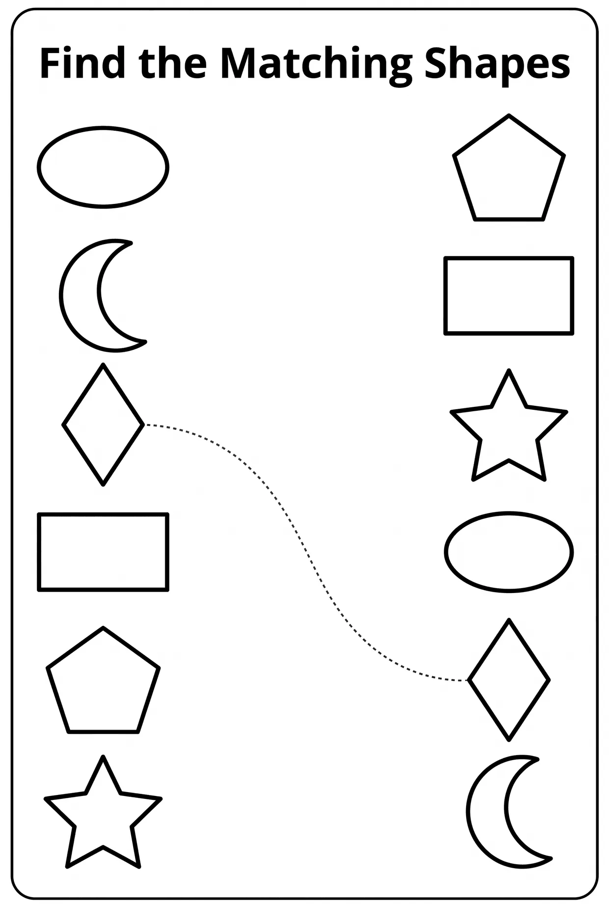 Draw a Line: Kindergarten Shapes Matching Worksheet, page 1 preview