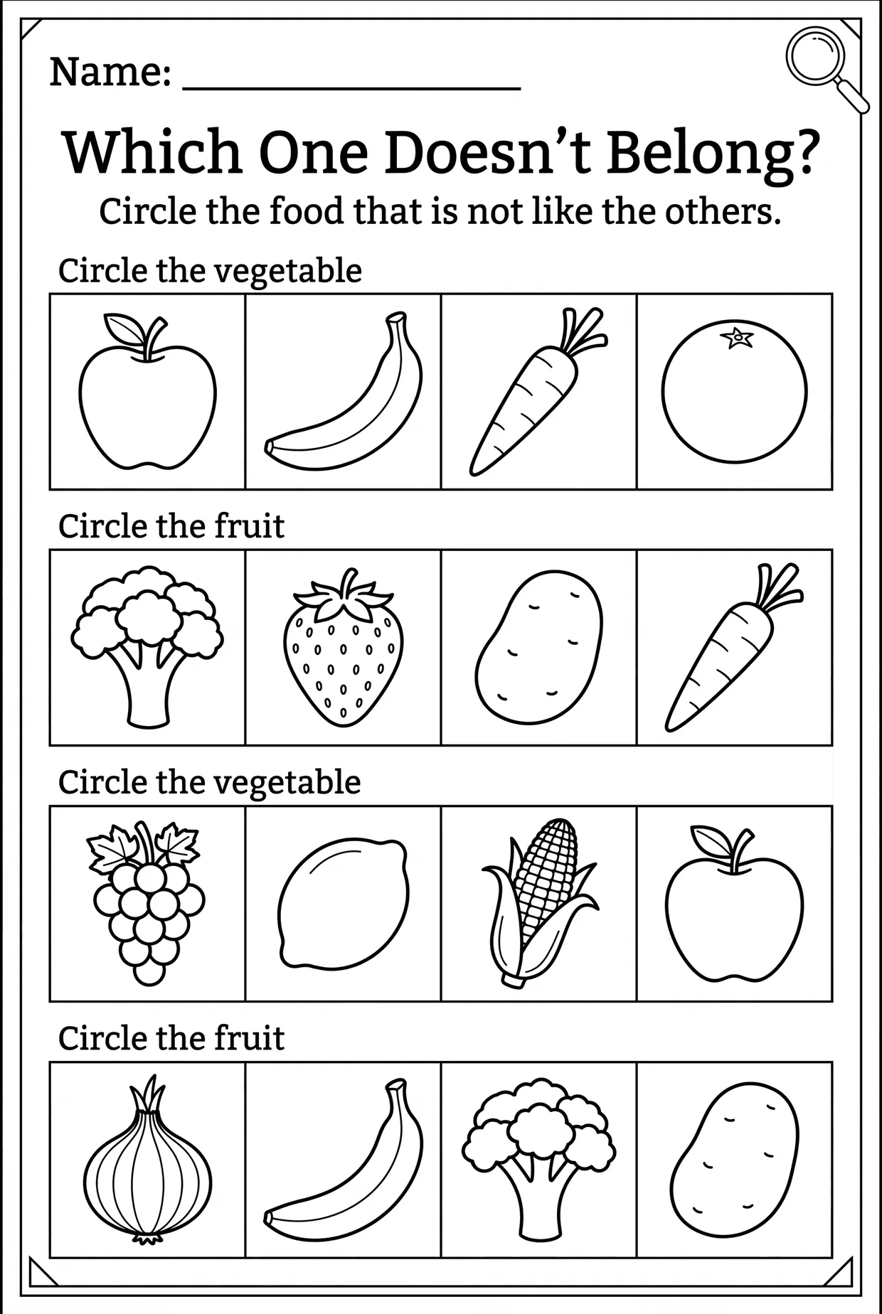 Fruits and Vegetables: Which One Doesn't Belong?, page 1 preview