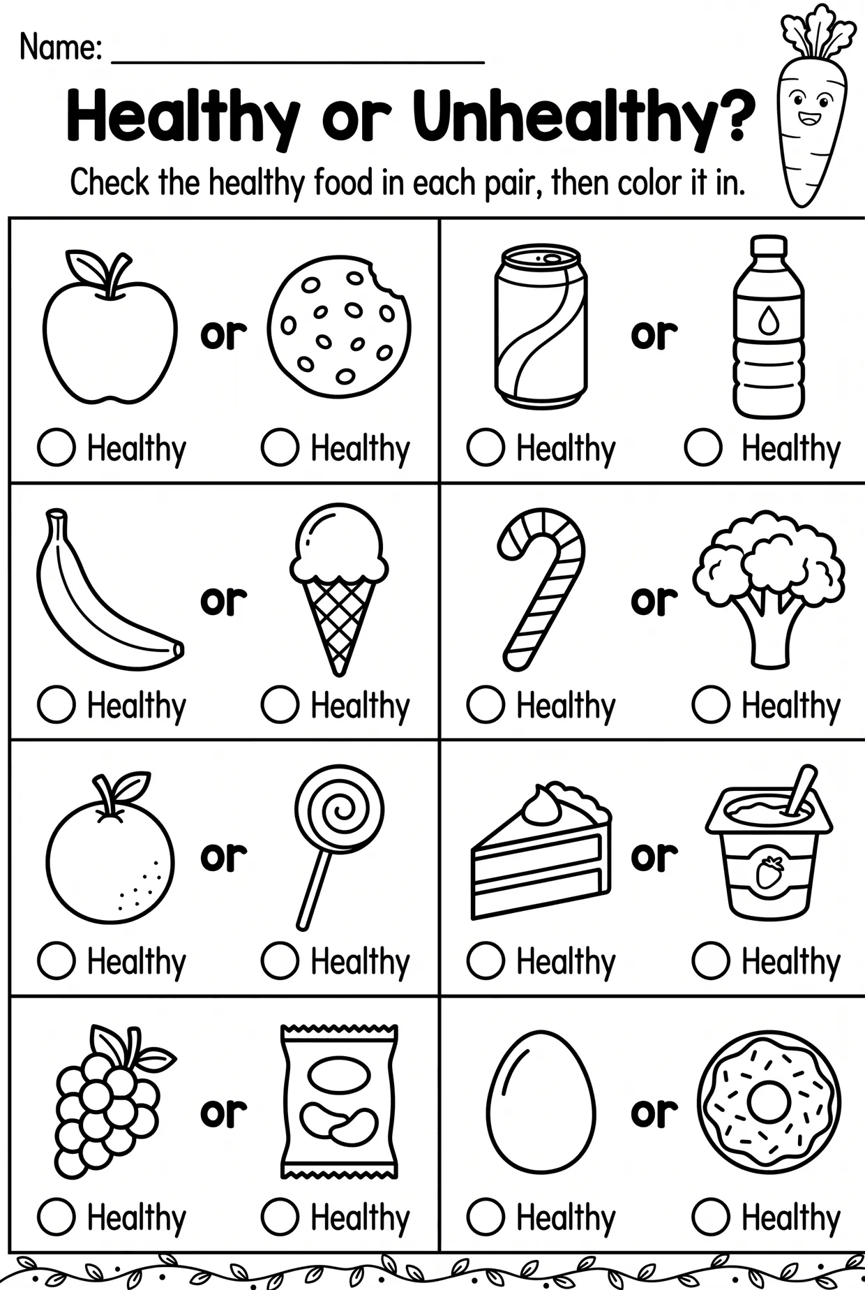 Healthy or Unhealthy? Check the Healthy Food worksheet preview
