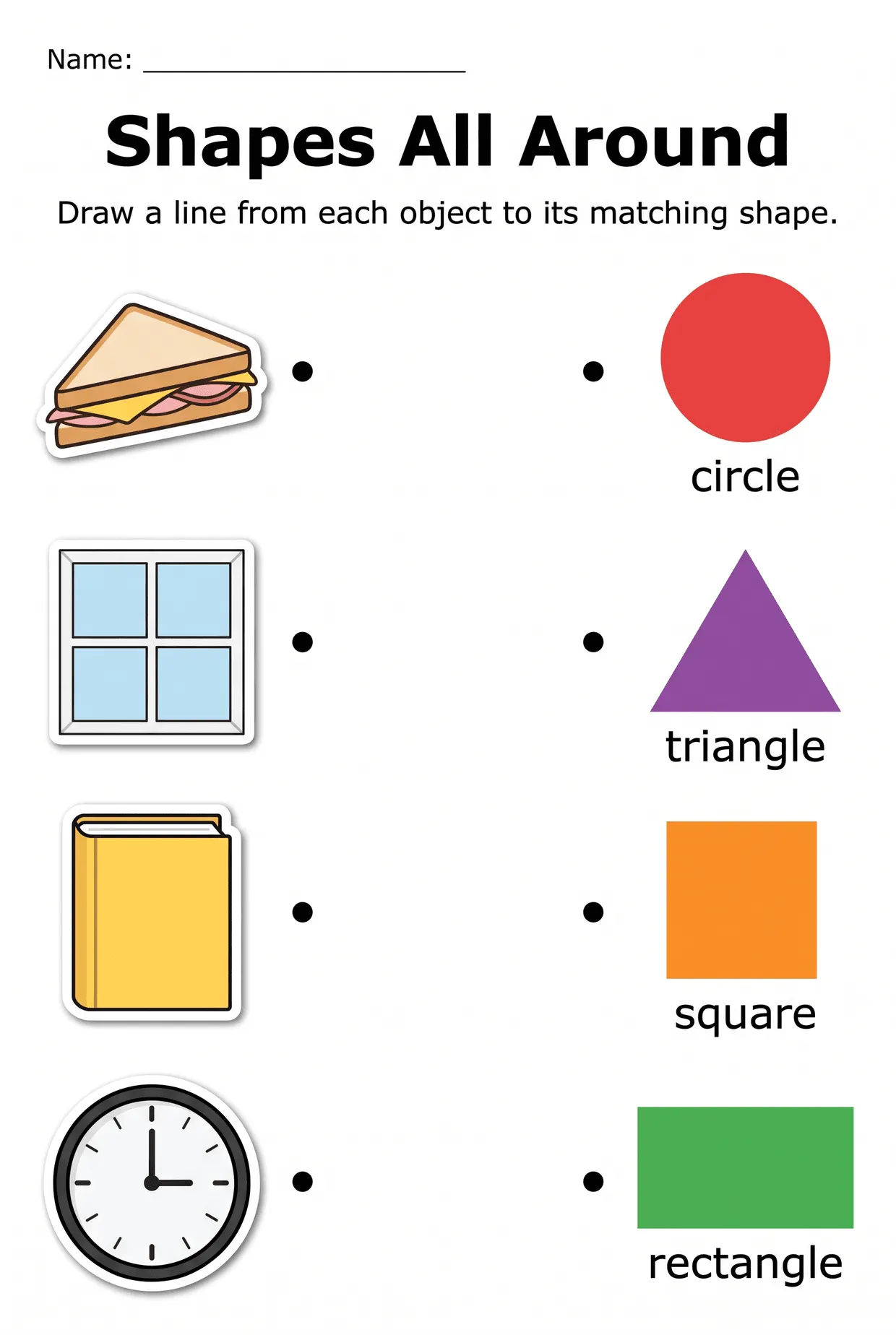 Shapes All Around: Kindergarten Shapes Matching Worksheet, page 1 preview