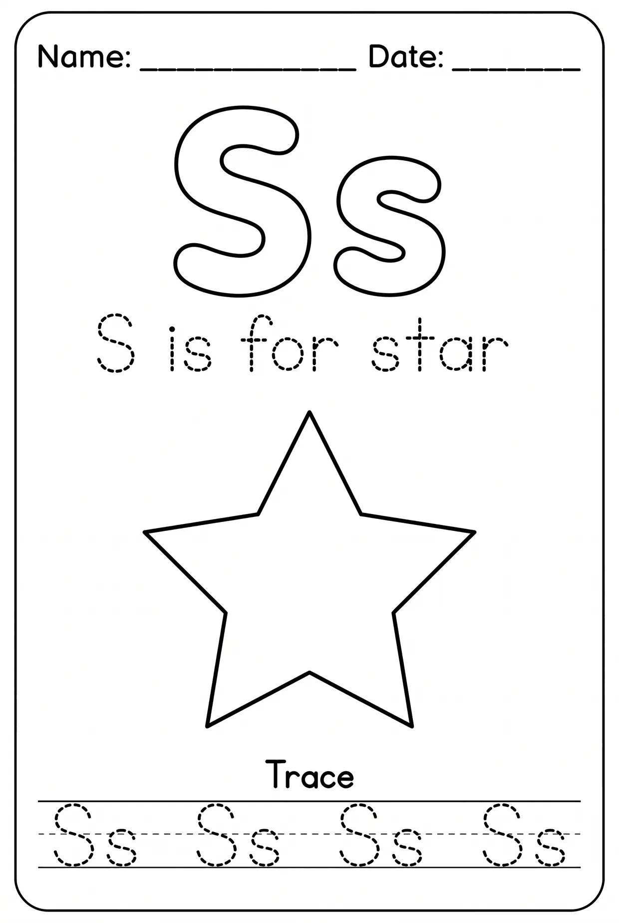 Letter S Tracing Alphabet Worksheet: S Is for Star worksheet preview