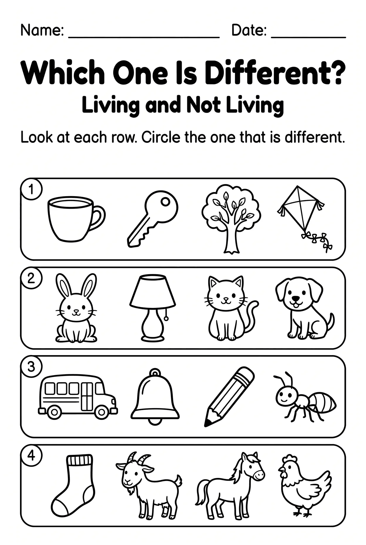 Which One Is Different? Living and Non Living Things, page 1 preview