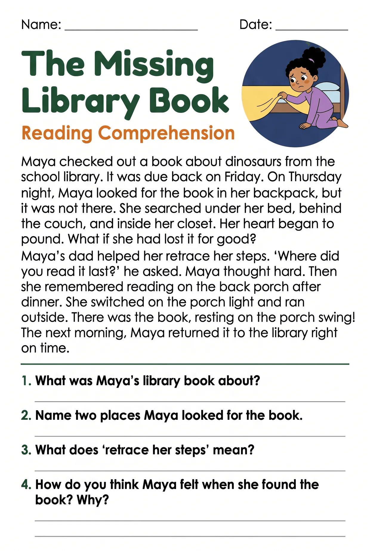 The Missing Library Book 3rd Grade Reading Comprehension, page 1 preview