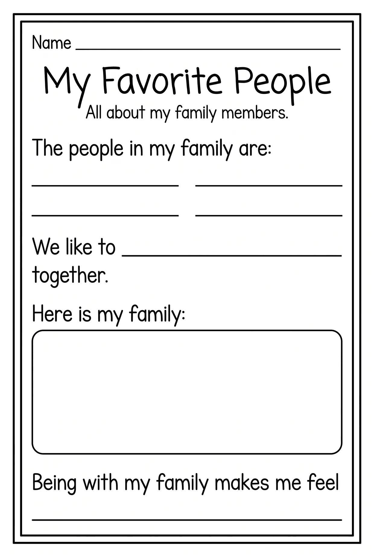 All About My Family Worksheet: Draw and Write worksheet preview