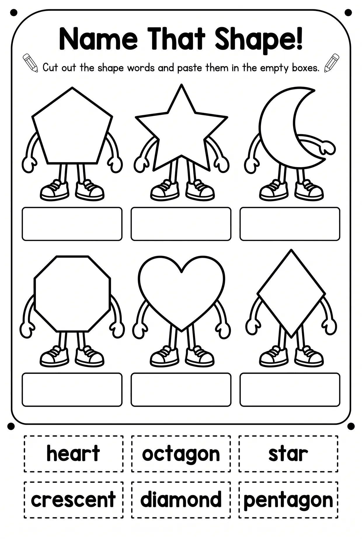 Name That Shape: Kindergarten Cut and Paste Worksheet, page 1 preview