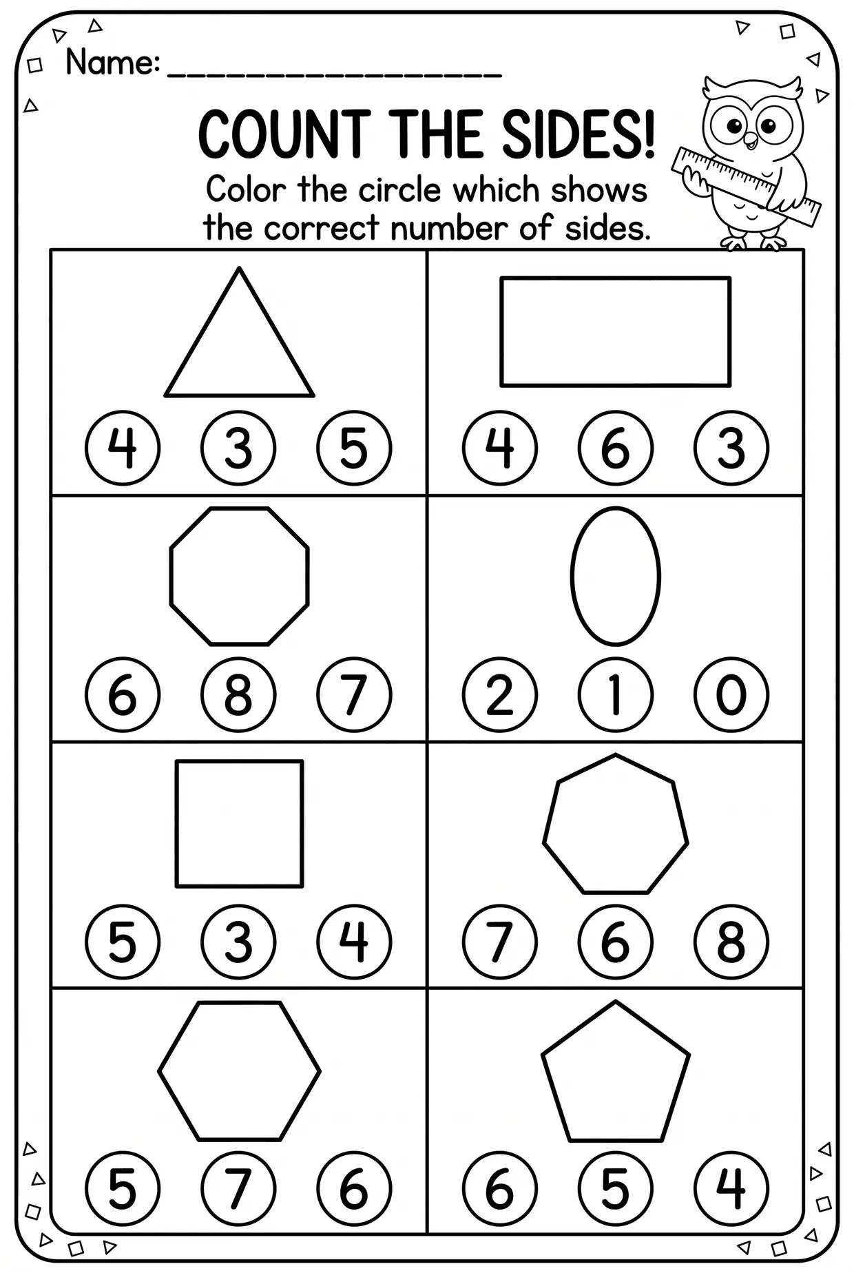 Count the Sides: Kindergarten Octagon and Hexagon, page 1 preview