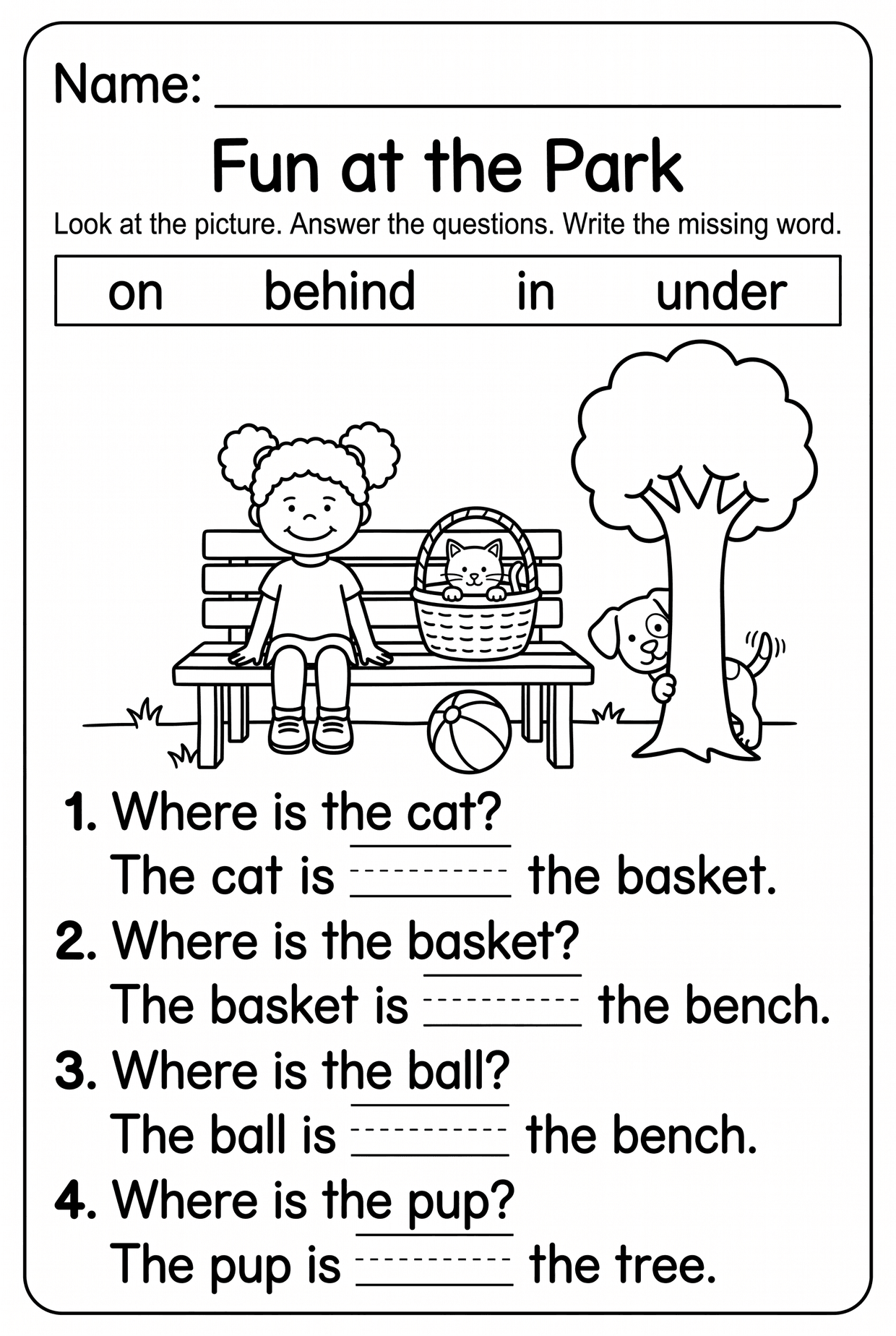 Bench Press Worksheet.pdf Fun at the Park Prepositions Worksheet for Kindergarten