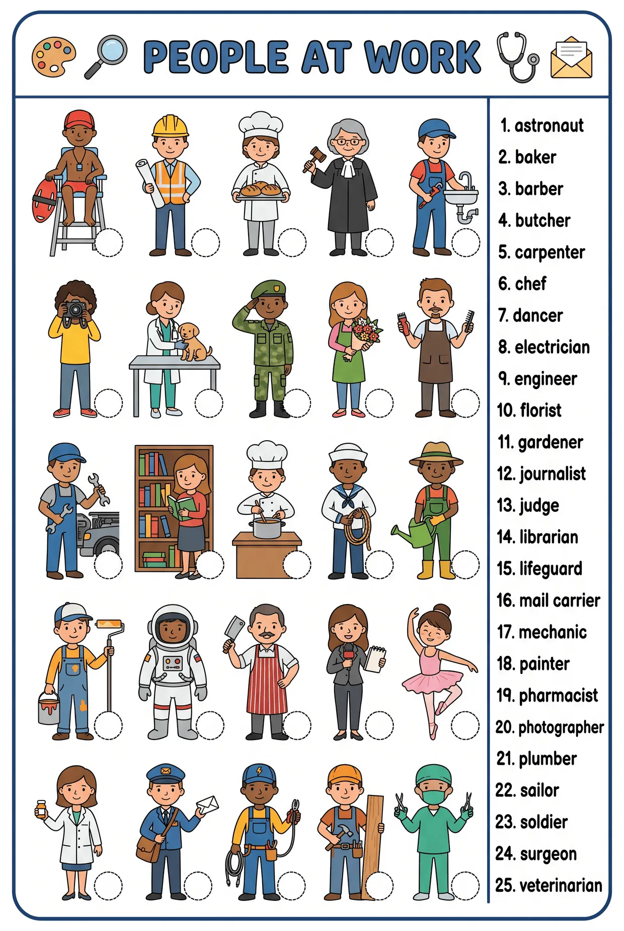 People at Work: Jobs Vocabulary Matching worksheet preview