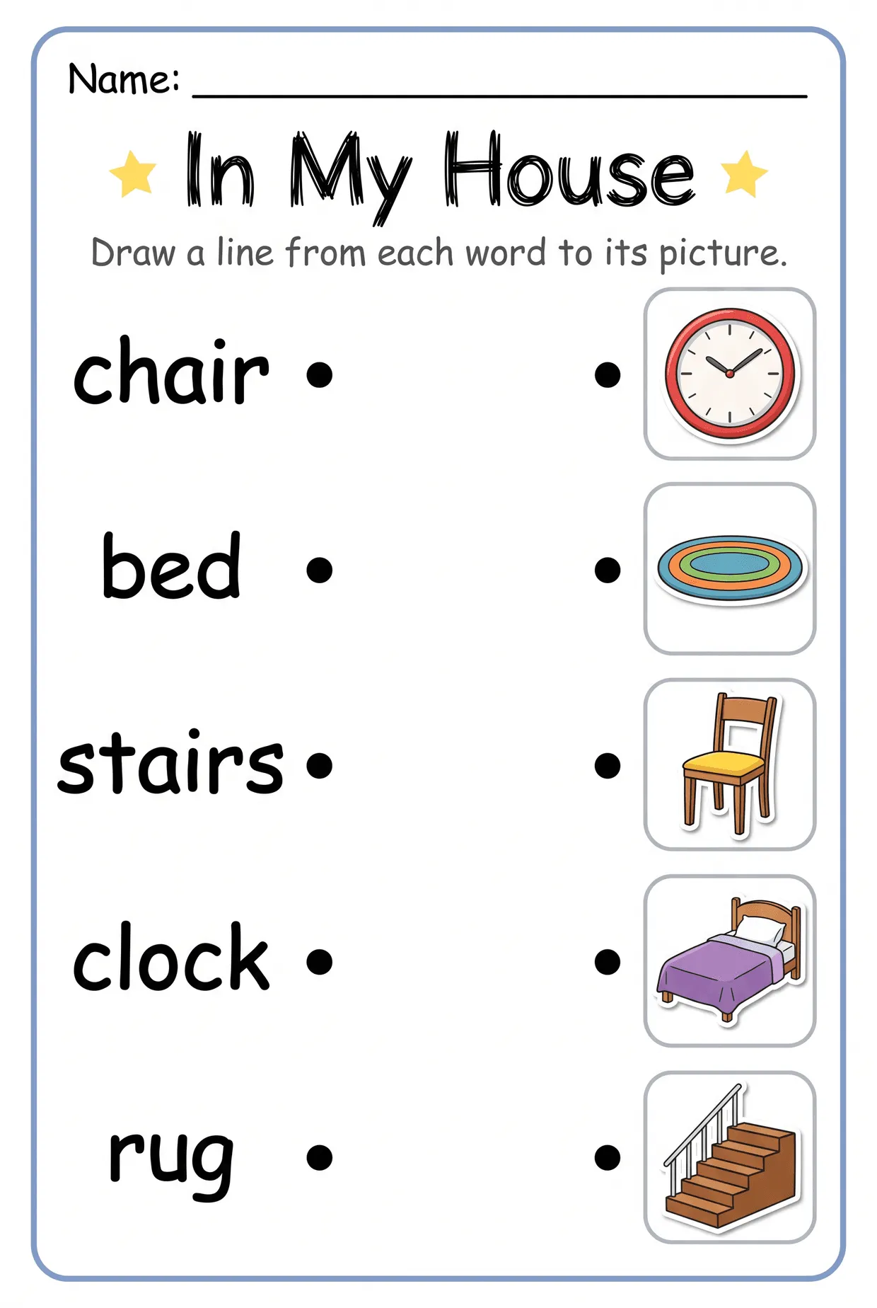 In My House: Parts of the House Word Matching Worksheet, page 1 preview