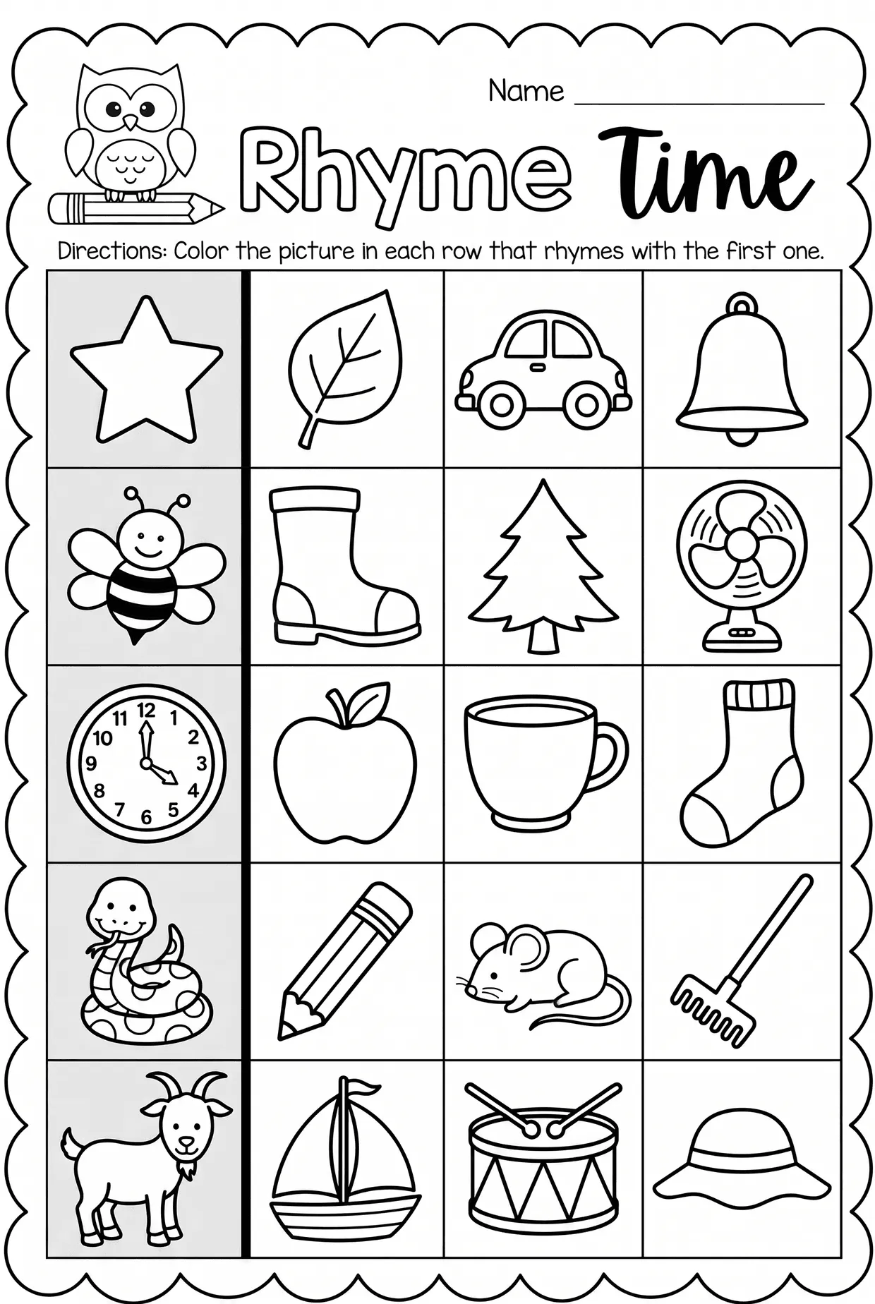 Rhyme Time: Color the Rhyming Words Worksheet, page 1 preview
