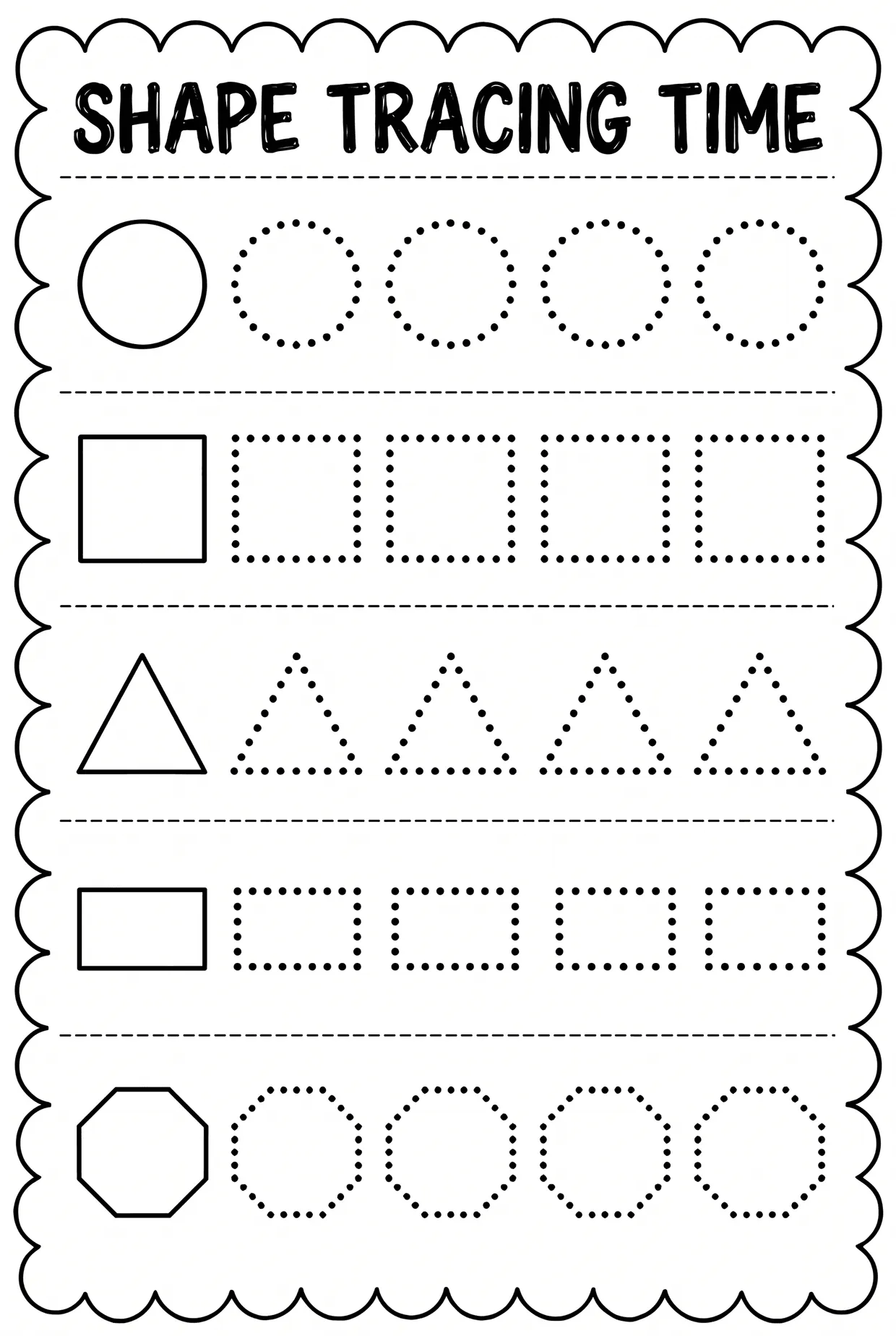 Kindergarten Shape Tracing: Circle, Square, Octagon, page 1 preview